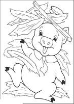 coloriage le petit cochon sous la paille